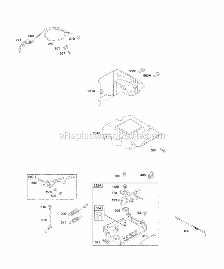 Controls Governor Spring Diagram and Parts List for 20C414-0160-E1  Briggs and Stratton Engine